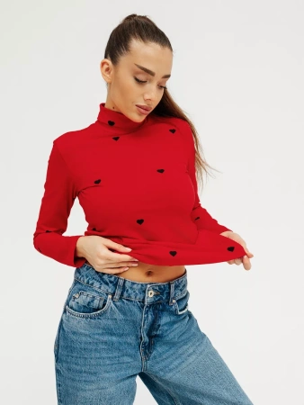 Водолазка женская облегающий лонгслив с принтом ДК572