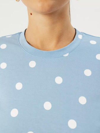 Лонгслив в горошек женский облегающий с принтом дк571