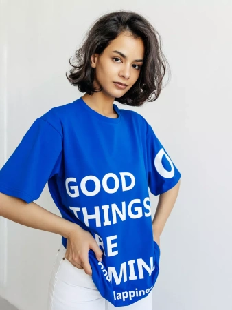 Футболка с принтом оверсайз летняя больших размеров OK