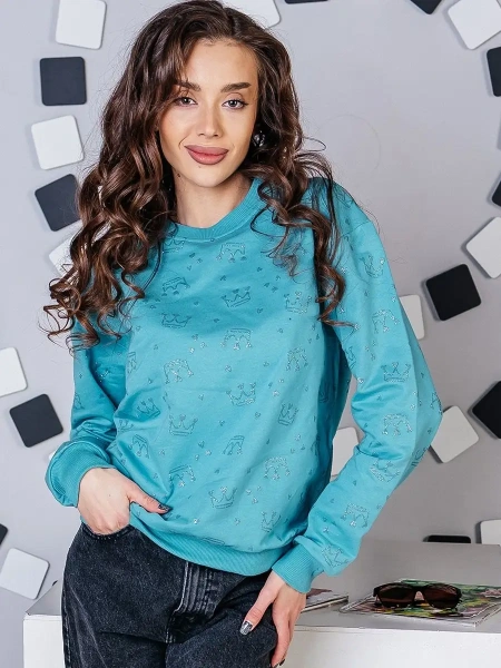 Кофта теплая одежда с принтом и блестками