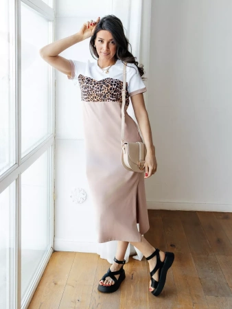 Платье женское леопардовое больших размеров длинное ПЛК569