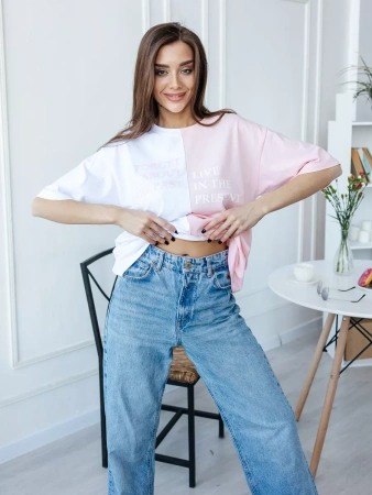 Футболка с принтом оверсайз больших размеров нарядная