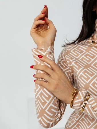 Водолазка женская облегающий лонгслив с принтом ДК572