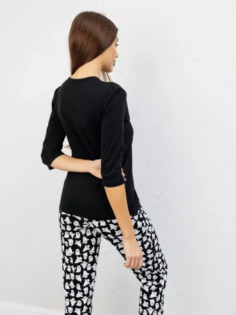 Пижама женская с брюками домашний костюм хлопок