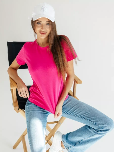 Короткая футболка приталенная одежда хлопок ФК561