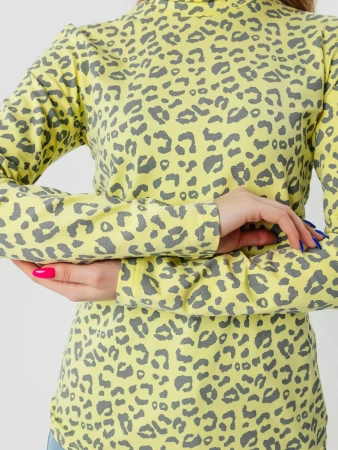 Водолазка женская облегающий лонгслив с принтом ДК572