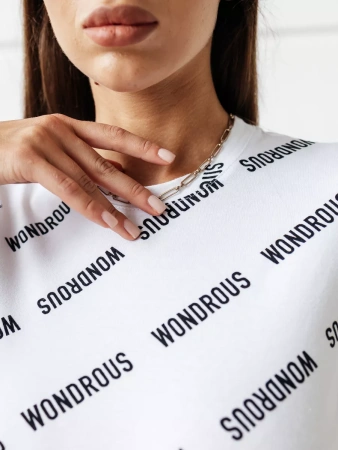 Лонгслив белый женский облегающий с принтом дк571