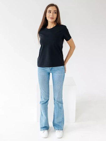 Короткая футболка приталенная одежда хлопок