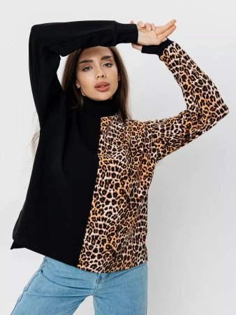 Кофта с горлом оверсайз большого размера нарядный