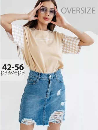 Футболка оверсайз с принтом длинная