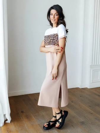 Платье женское леопардовое больших размеров длинное ПЛК569