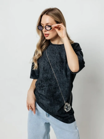 Футболка женская летняя варенка оверсайз базовая хлопок