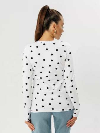 Лонгслив в горошек женский блузка больших размеров дк571