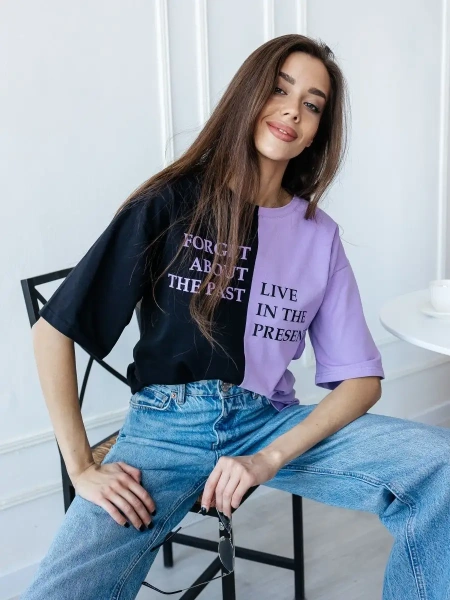 Футболка с принтом оверсайз больших размеров