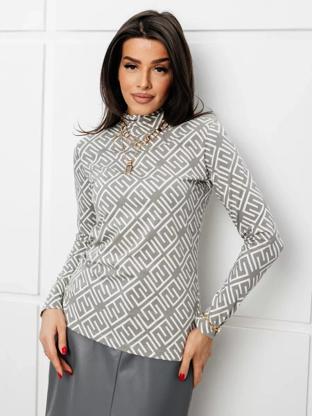 Водолазка женская облегающий лонгслив с принтом ДК572