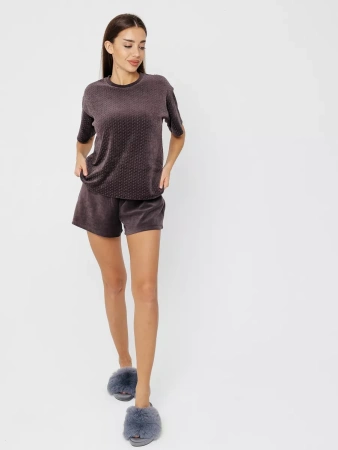 Пижама женская домашняя с шортами велюр