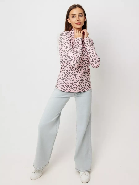 Водолазка женская облегающий лонгслив с принтом ДК572