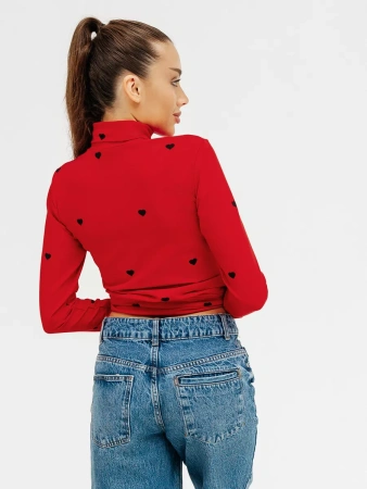 Водолазка женская облегающий лонгслив с принтом ДК572