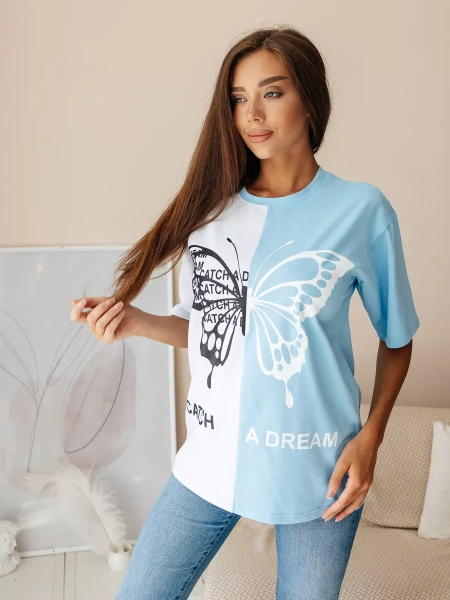 Футболка оверсайз с принтом новогодняя больших размеров