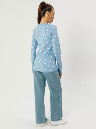 Лонгслив в горошек женский облегающий с принтом дк571