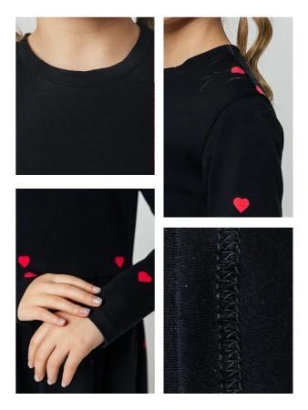 Платье для девочки черное нарядное с длинным рукавом