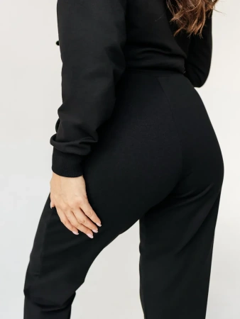 Брюки джоггеры на резинке домашние черные БФ595