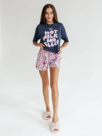 Пижама женская с шортами большие размеры хлопок