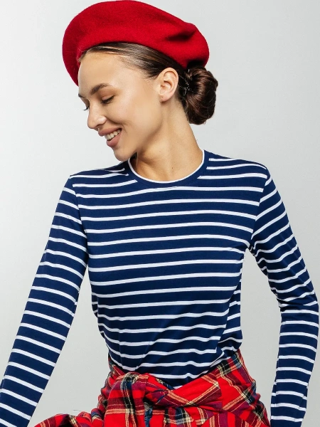 Лонгслив тельняшка большого размера джемпер