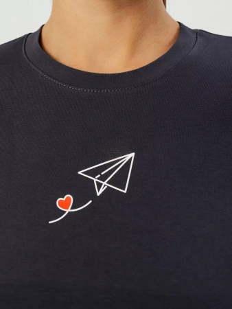 Лонгслив женский облегающий с принтом нарядный ДК589