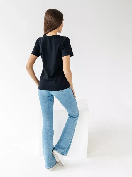 Короткая футболка приталенная одежда хлопок