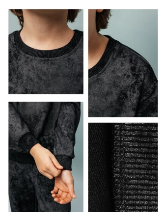 Свитшот для мальчика черный трикотажный подростковый в школу