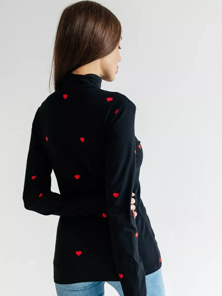 Водолазка женская облегающий лонгслив с принтом ДК572