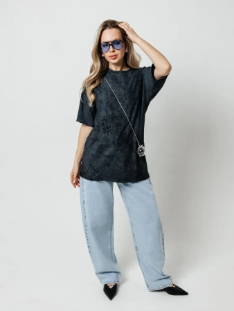 Футболка женская летняя варенка оверсайз базовая хлопок