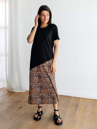 Платье женское леопардовое больших размеров длинное