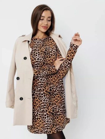Платье женское леопардовое футер теплое нарядное ПЛФ591
