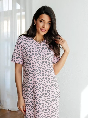 Платье леопардовое нарядное хлопок длинное ПЛК609