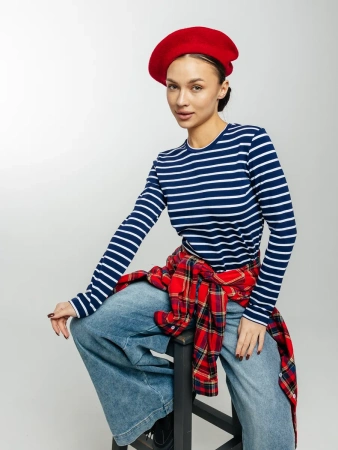 Лонгслив тельняшка большого размера джемпер