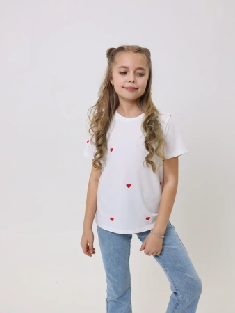 Футболка для девочки оверсайз с принтом хлопок