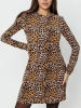 Платье женское леопардовое футер теплое нарядное ПЛФ591