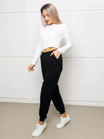 Брюки джоггеры на резинке домашние черные БФ595