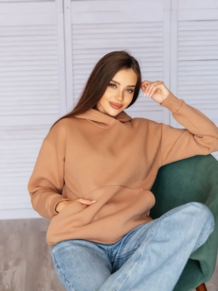 Однотонное худи с начесом