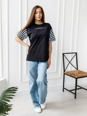 Футболка оверсайз с принтом длинная