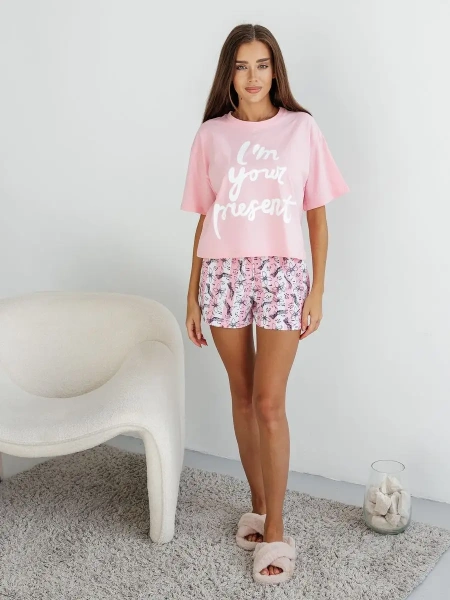Пижама женская с шортами большие размеры хлопок