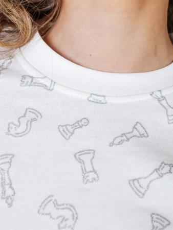 Кофта теплая одежда с принтом и блестками