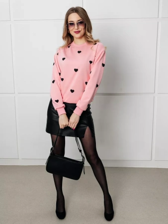 Свитшот женский с сердечками кофта больших размеров ДФ580