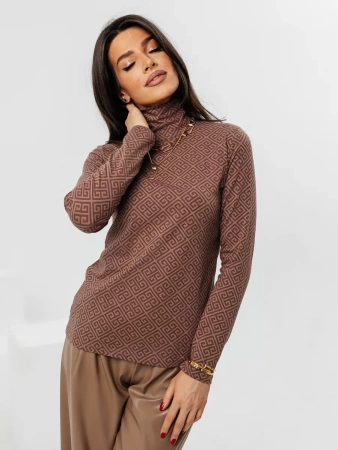 Водолазка женская облегающий лонгслив с принтом ДК572