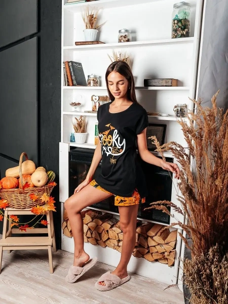 Пижама женская с шортами домашний костюм хлопок