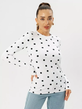 Лонгслив в горошек женский блузка больших размеров дк571