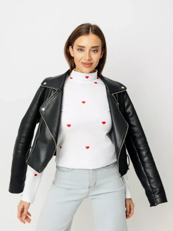 Водолазка женская облегающий лонгслив с принтом ДК572