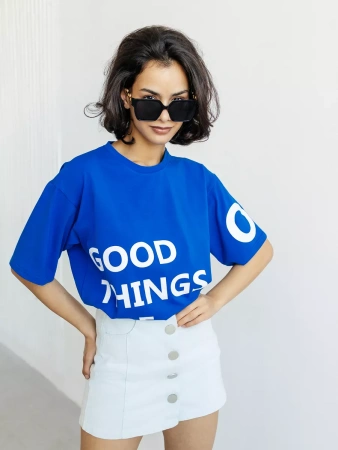 Футболка с принтом оверсайз летняя больших размеров OK